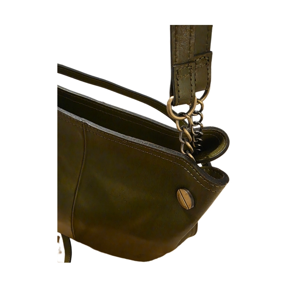 Patricia Nash Lidney Olive Green Leather Slouchy Satchel Large EUC - Picture 8 of 14